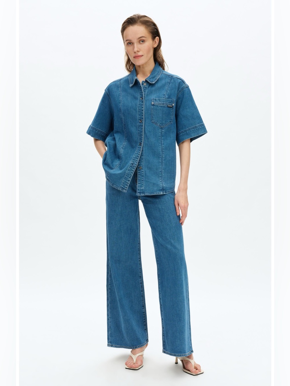 NWT Bayeas Zephyrine Denim Button-Up Shirt